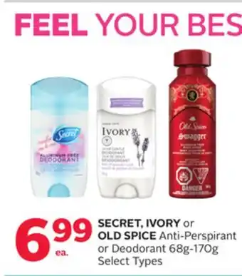 Rexall Secret, ivory or old spice anti-perspirant or deodorant offer