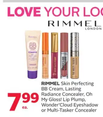 Rexall Rimmel skin perfecting bb cream, lasting radiance concealer, oh my gloss! lip plump, wonder'cloud eyeshadow or multi-tasker c offer