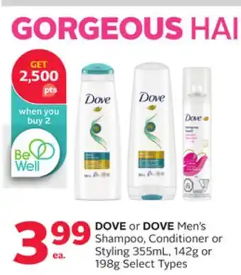Rexall Dove or dove men's shampoo, conditioner or styling offer