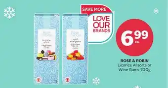 Rexall Rose & robin licorice allsorts or wine gums offer