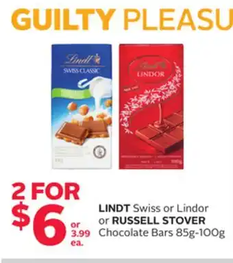 Rexall Lindt swiss or lindor or russell stover chocolate bars offer