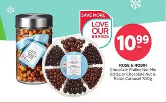 Rexall Rose & robin chocolate praline nut mix 600g or chocolate nut & raisin carousel 700g offer