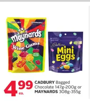 Rexall Cadbury bagged chocolate 147g-200g or maynards 308g-355g offer