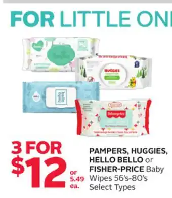 Rexall Pampers, huggies, hello bello or fisher-price baby wipes offer