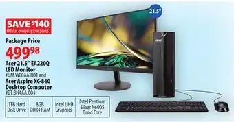 London Drugs Acer 21.5 ea220q led monitor and acer aspire xc-840 desktop computer offer