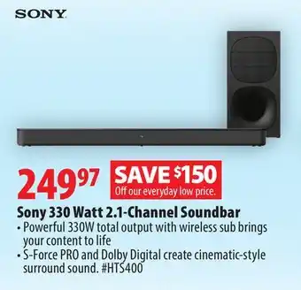 London Drugs Sony 330 watt 2.1-channel soundbar offer
