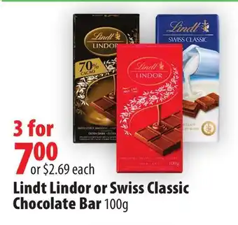 London Drugs Lindt lindor or swiss classic chocolate bar offer