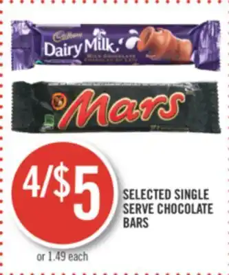 Shoppers Drug Mart Selected single serve chocolate bars offer