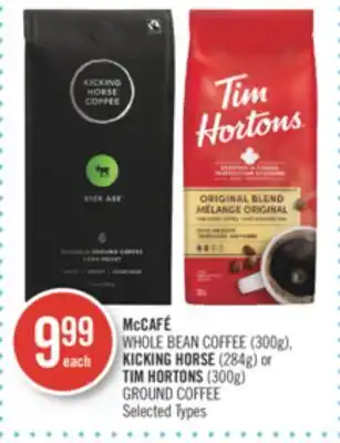 Shoppers Drug Mart Mccafé whole bean coffee (300g), kicking horse (284g) or tim hortons (300g) ground coffee offer