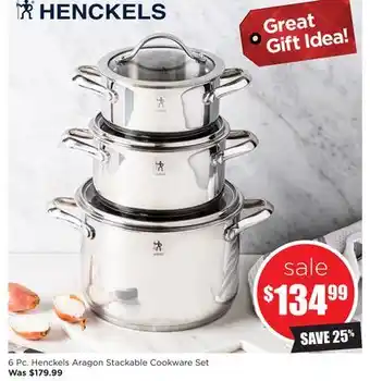 Kitchen Stuff Plus 6 pc. henckels aragon stackable cookware set offer