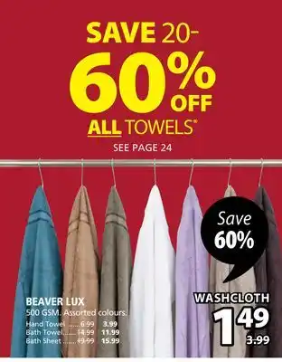 JYSK Beaver lux washcloth offer