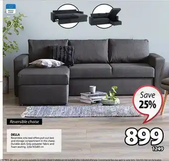 JYSK Della reversible sofa bed offers pull-out bed and storage compartment in the chaise offer