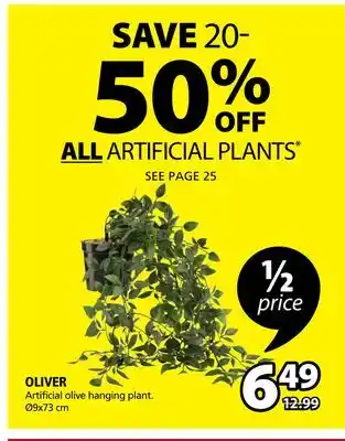 JYSK Oliver artificial olive hanging plant offer