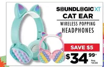Showcase Soundlogic cat ear wireless popping headphones offer