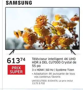 The Source Téléviseur intelligent 4k uhd hdr à del cu7000 crystal de 55 po samsung offer