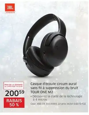 The Source Casque d'écoute circum-aural sans fil à suppression du bruit tour one m2 jbl offer
