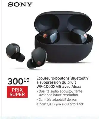 The Source Sony écouteurs-boutons bluetooth à suppression du bruit wf-1000xm5 avec alexa offer