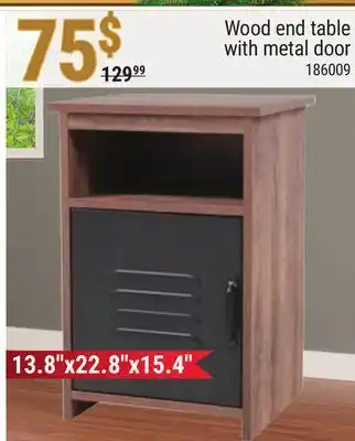Rossy Wood end table with metal door offer
