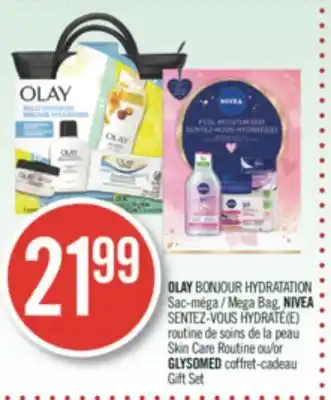 Pharmaprix Olay bonjour hydratation mega bag, nivea sentez-vous hydraté(e) skin care routine or glysomed gift set offer