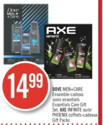 Pharmaprix Dove men+care essentials care gift set, axe infinite or phoenix gift packs offer