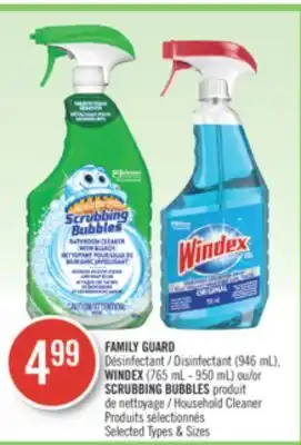 Pharmaprix Family guard disinfectant (946 ml0 windex (765 ml-950 ml) or scrubbing bubbles household cleaner offer