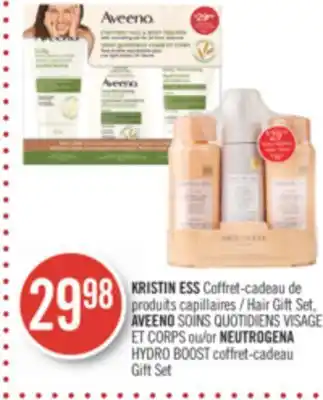 Pharmaprix Kristin hair gift set, aveeno soins quotidiens visage et corps or neutrogena hydro boost gift set offer