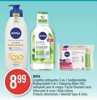 Pharmaprix Nivea biodegradable 3-in-1 cleansing wipes (40), facial cleansers or body lotions offer