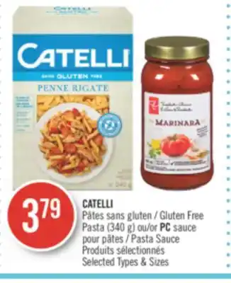 Pharmaprix Catelli gluten free pasta (340 g) or pc sauce offer