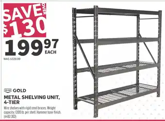 Co-op CO-OP GOLD METAL SHELVING UNIT, 4-TIER offer