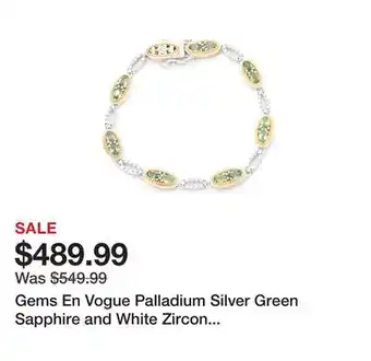 TSC Stores Gems en vogue palladium silver green sapphire and white zircon bracelet offer