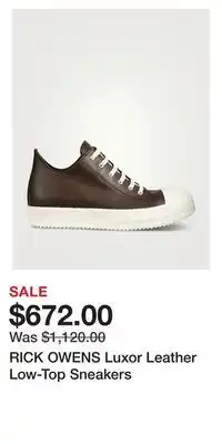Holt Renfrew Rick owens luxor leather low-top sneakers offer