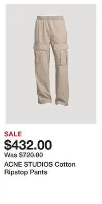 Holt Renfrew Acne studios cotton ripstop pants offer