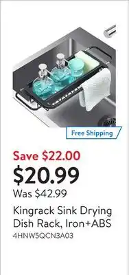 Walmart Kingrack sink drying dish rack, iron+abs offer
