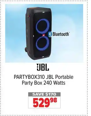 2001 Audio Video Jbl portable party box 240 watts offer