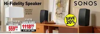 2001 Audio Video Sonos hi-fidelity speaker offer