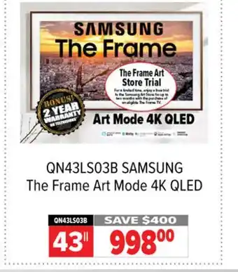 2001 Audio Video Samsung the frame art mode 4k qled 43 offer