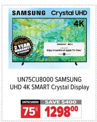 2001 Audio Video Samsung uhd 4k smart crystal display 75 offer