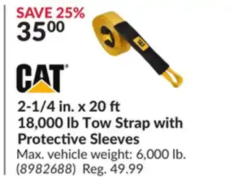 Princess Auto 2-1/4 in. x 20 ft 18, 000 lb tow strap with protective sleeves offer