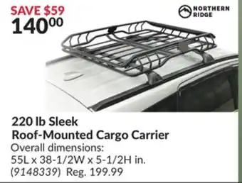 Princess Auto 220 lb sleek roof-mounted cargo carrier offer