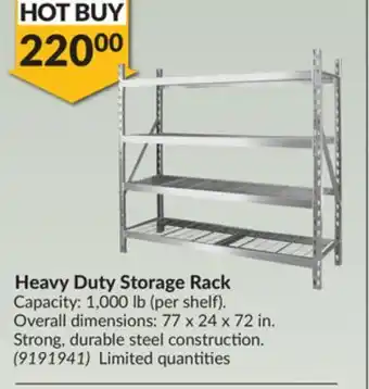 Princess Auto Heavy duty storage rack offer