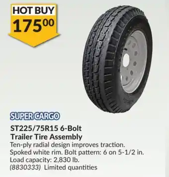 Princess Auto St225/75r15 6-bolt trailer tire offer