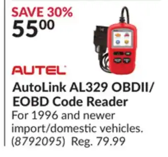Princess Auto Autolink al329 obdii/eobd code reader offer