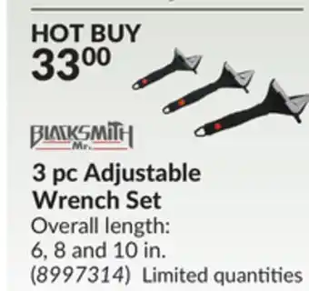 Princess Auto 3 pc adjustable wrench set offer