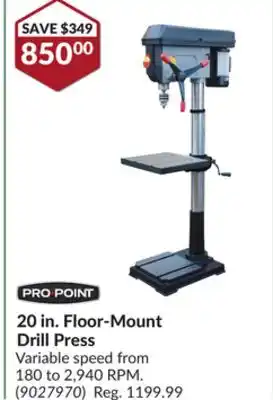 Princess Auto 20 in. floor-mount drill press offer