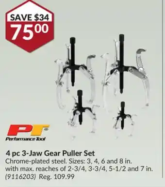 Princess Auto 4 pc 3-jaw gear puller set offer
