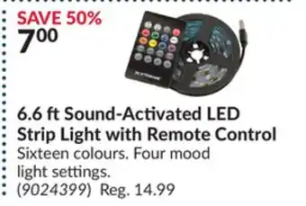 Princess Auto 6.6 ft sound-activated led strip light with remote control offer