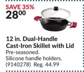 Princess Auto 12 in. dual-handle cast-iron skillet with lid offer