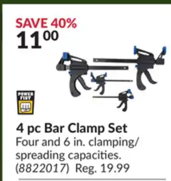 Princess Auto 4 pc bar clamp set offer