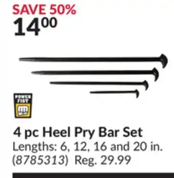 Princess Auto 4 pc heel pry bar set offer