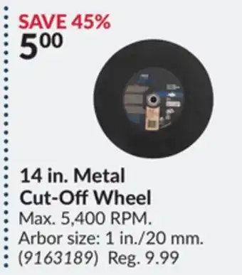 Princess Auto 14 in. metal cut-off wheel offer